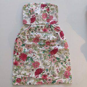 Flower pattern strapless dress